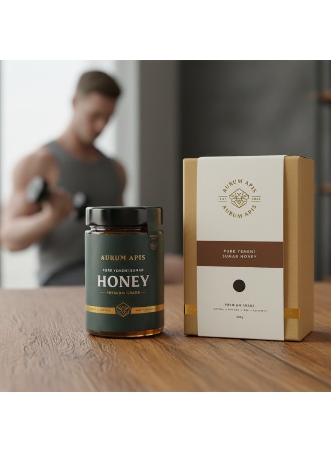 Aurum Apis Yemeni Sumar Honey, 100% Raw Unfiltered Pure Honey, Hand Harvested Organic Honey, Non-GMO, Rich in Nutrients & Energy Source, Respiratory Relief, Certified Thick Honey – 500g Honey Jar - Image 2